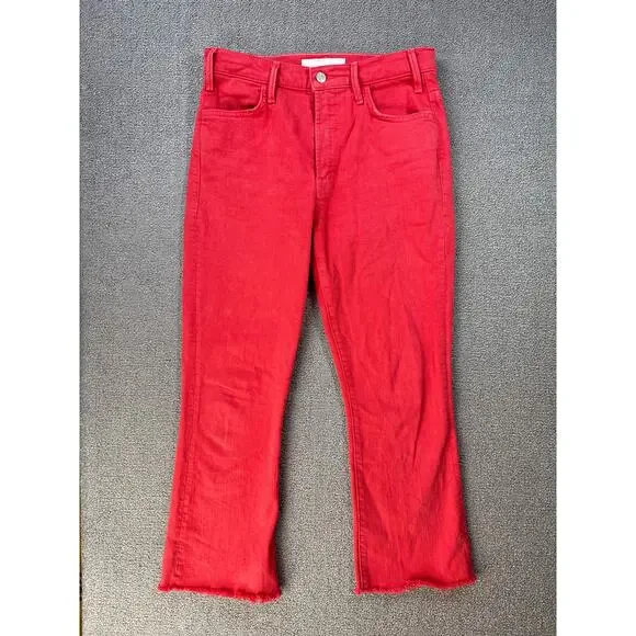 Mother Superior The Hustler Ankle Fray Jeans The Devil May Care Mars Red Sz 28 - Picture 3 of 15